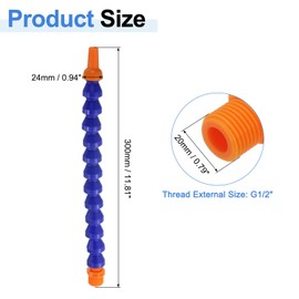 sourcing map 4Pcs G1/2" Thread Flexible Water Oil Coolant Pipe Hose, 300mm Plastic Adjustable Round Nozzle Cooling Pipe Hose with Internal Tube for Lathe CNC Water Cooling System