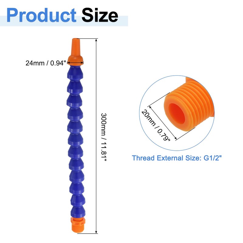 sourcing map 4Pcs G1/2" Thread Flexible Water Oil Coolant Pipe