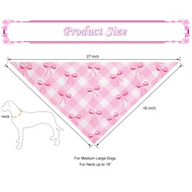 CozyHaus Pink Bow Dog Bandanas,Pink Spring Summer Scarf for Girls,Cute Coquette Bowknot Dog Kerchief Gifts,Triangle Pet Outfits for Medium to Large Dogs(2PCS, Large)