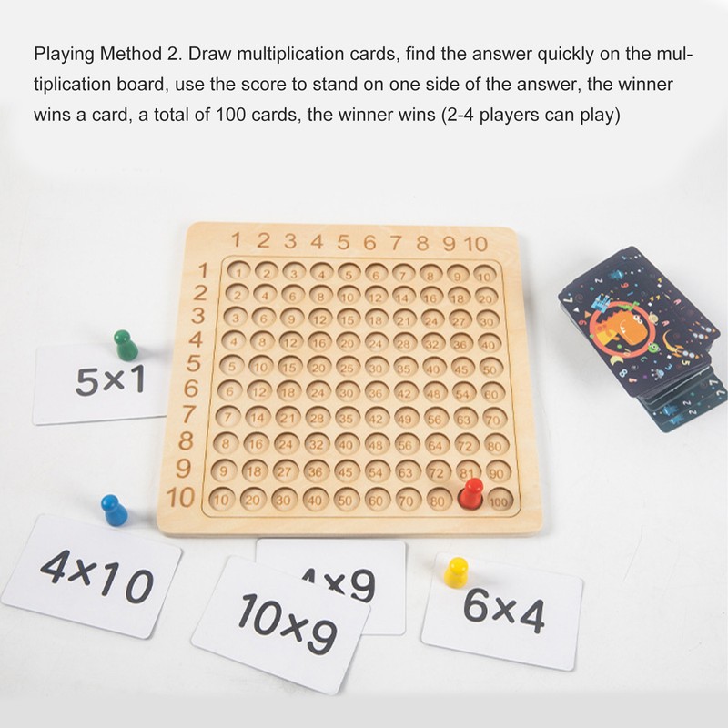 Wooden Multiplication Board Educational Multiplication Game Board for Learning Teaching
