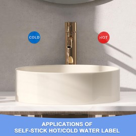 GLOKUUCA Self Stick Hot/Cold Water Label - 4 Pairs/20 Pack Child-Friendly Round Sticker Sign Fits for Faucet Sink - Self-Adhesive Acrylic Stickers - (Blue/Red)