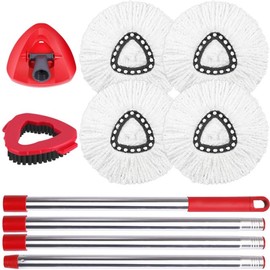 4 Pack Spin Mop Replace Heads for Cedar EasyWring 1 Tank, 30‚Äù-58" Mop Handle, Mop Base and Scrub Brush Combo Set Replacement, Microfiber Mop Refills:_4+3 White Mop Set(1 Tank System)