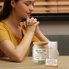 Bible Verse Jar,Verse Cards Jar - Scripture Basket Inspirational Prayers for Morning Men Women Bedside Birthday Christian Easter Workplace Home Baptism Godmother Pastor