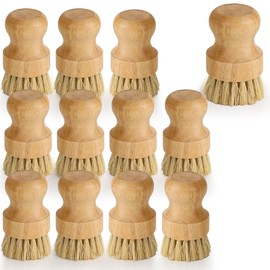 Axigundaone 12 Pack Bamboo Palm Dish Brush Bulk, Bamboo Dish Scrubber, Wood Scrub Dish Brush for Dishes Pans, Pots,Vegetables Cleaning