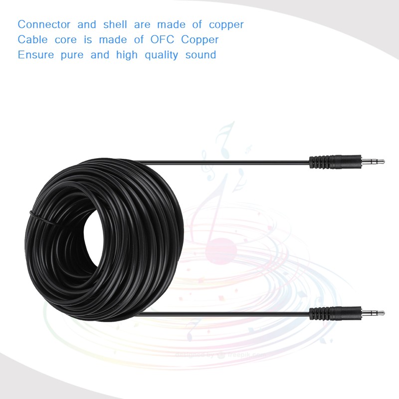 3.5mm Copper Male to Male Shielded Audio Cable for Speakers