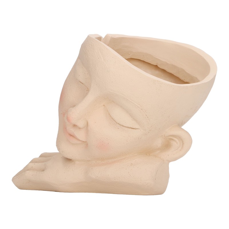 Face Flower Pot Sleeping Girl High Density Resin Drainage Hole