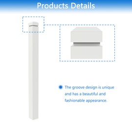 Stair Newel Posts-Fluted Top-3 1/2 x 3 1/2 x 48 Inches-Minimalist Solid Wood Stair Post（White）