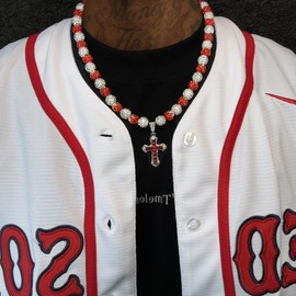 TYQSY 16-18 Inch Baseball Necklaces, Rhinestone Baseball Bead Necklace, Baseball Cross Necklace for Men, Adjustable Baseball Drip Bling Necklace, Athletic-Inspired Jewelry for Baseball Team Lovers