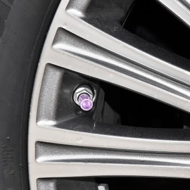 ToBeQueen Bling Purple Tire Valve Caps, 4 Pack Handmade Crystal Rhinestone Purple Valve Stem Covers Universal Dustproof Purple Car Accessories for Women for Car/SUV/Motorcycle/Bike(Purple)