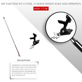 Cobb Promo 6ft Flagpole, Tangle Free Spinning Aluminum Telescopic Flag Pole and Mount for 3x5ft or 2x3ft Flags, Includes a 3x5 Scotland Lion Rampant National Flag (6' Silver) (Black Mount)