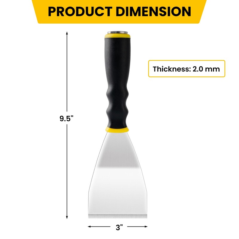 Mister Rui 3" Bent Scraper, Heavy Duty Paint Scraper Tool