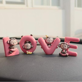 INEBIZ Creative Cute Letters/Monkeys Love Dashboard Decorations Car Home Office Ornaments Best Birthday