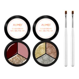 AIJIMEI 3in1 Solid Nail Polish Kit Solid Nail Polish Cream Gel Nail Polish Cream Nail Painting Gel Soak off Gel Nail Art DIY Manicure for Home Salon 0.5fl.Oz Solid Gel Nail Polish