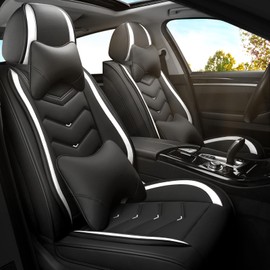 ADERN Car Seat Covers for Nissan Maxima 2000-2025, Premium Nappa Leather Car Seat Cover, Stylish Sport Seat Covers， Automobile Seat Cover Sets.(Luxury 2 Seats/Black White)