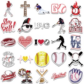 AUCEKO Pack of 52 Baseball Stickers Pack Baseball Sticker Set Waterproof Vinyl Sticker for Laptop Children Cars Motorcycle Bicycle Skateboard Luggage Suitcase Computer Sticker Graffiti Decal