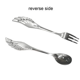 Pinenjoy 2Pcs Angel Wing Spoon Fork Flatware Set 18/10(304) Stainless Steel for Teaspoon Coffee Dessert Ice Cream Fruit Salad Cutlery