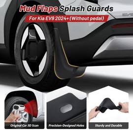 Sunsdrew 2025 Upgraded EV9 Mud Flaps for 2024 2025 Kia EV9 Accessories,All Weather Guard EV9 Guards Mudguards,No-Drill Front&Rear 4PCS Mud Flaps Set with Hardware(Without Running Board)