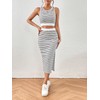 GORGLITTER Women's Skirt Sets 2 Piece Outfits Striped Skirt and