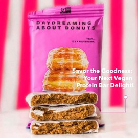 TRUBAR Daydreaming About Donuts Vegan Protein Bars - Gluten Free, Dairy Free, Non-GMO, 12g Protein, 12g Fiber, 12 CT Healthy Snack