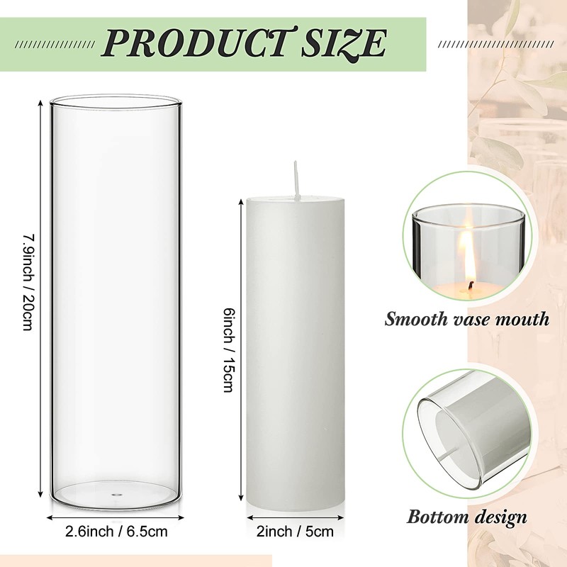 Didaey 3 Sets White Pillar Candles and Glass Candle Holders,