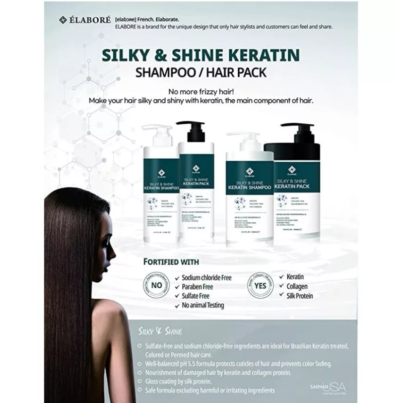 Elabore Silky & Shine KERATIN Pack 33.80fl.oz/ 1000ml