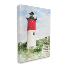 Stupell Industries Stairs Leading to Nauset Lighthouse Green Cliffside, Design by Melissa Hyatt LLC Canvas Wall Art, 16x20, Blue