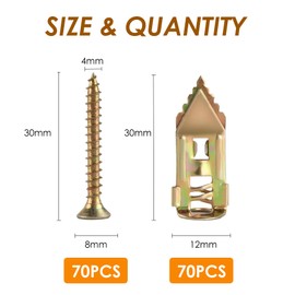 140pcs Self Drilling Drywall Anchors Kit, 12x30mm Wall Anchors and Screws for TV, Self, Picture Frame, Cabinet, Hangs up to 66 lbs