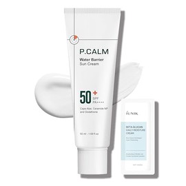 P.CALM Crema solar hidratante con barrera de agua, acabado mate, sin fundición blanca, SPF 50+ PA++++ Vegano Calmante Humedad Protector solar diario para piel seca grasa sensible Cuidado de la piel coreana