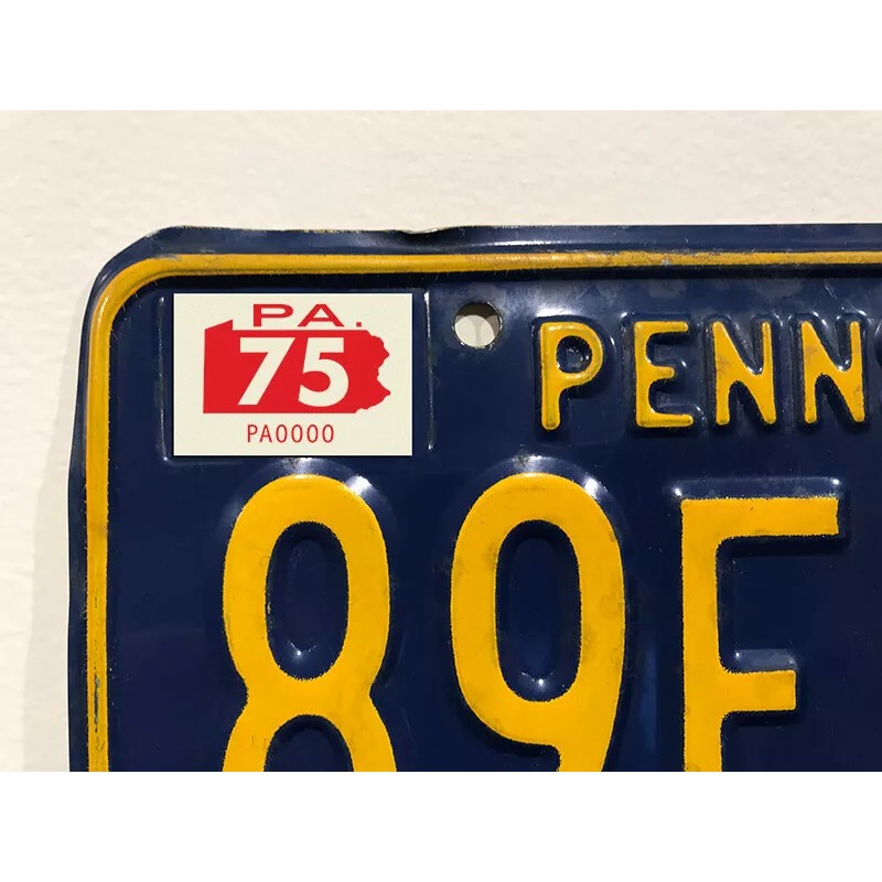 1975 Pennsylvania License Plate Registration Sticker, PA, Classic, Vintage, Tag