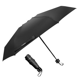 TradMall Mini Travel Umbrella, Portable Lightweight Compact Parasol with 95% UV Protection for Sun & Rain, Red