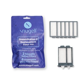 Dreamstation 2 Filter Kit by Snugell® | Includes 2 Reusable Pollen Filters and 6 Disposble Ultra-fine Filters | Universal Replacement Filters for Respironics DreamStation 2 CPAP Machine