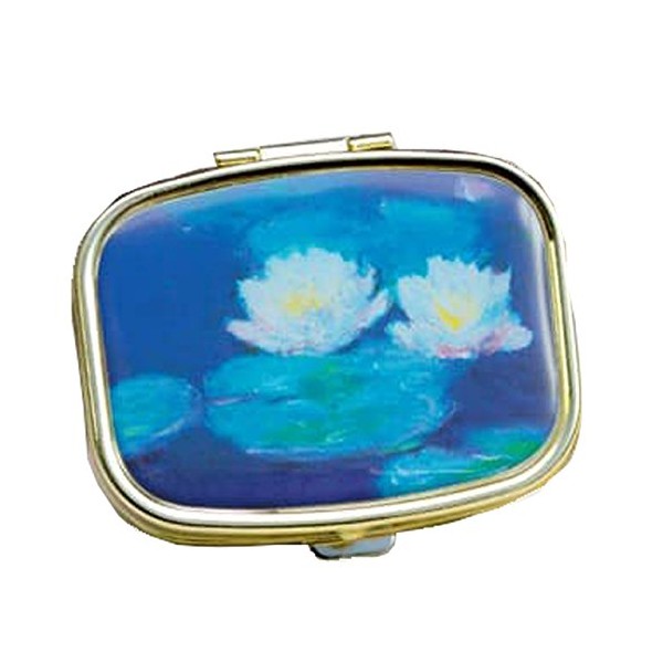 Fridolin Monet-Water Lily Metal Pill Box, 5.1x3.6x1.8 cm, Multicolored