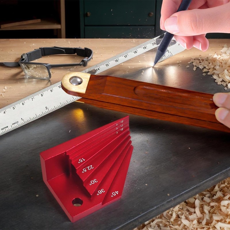 Ieron Angle Finder Tool Red Aluminium Bevel Gauge Protractor For