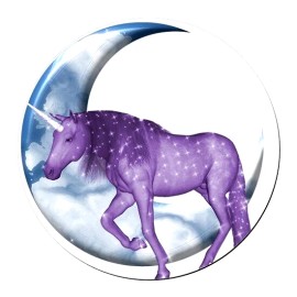 Fashion Jewelry MOON PURPLE UNICORN Pendant Charm On 20" 925 Sterling Silver Necklace Gold Gift