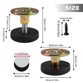 LNSYSNS Adjustable Furniture Feet, 4 Pieces 27-40 mm Adjustable Feet, Furniture Feet Adjustable, No Drilling, with Non-Slip Pad, for Most Furniture