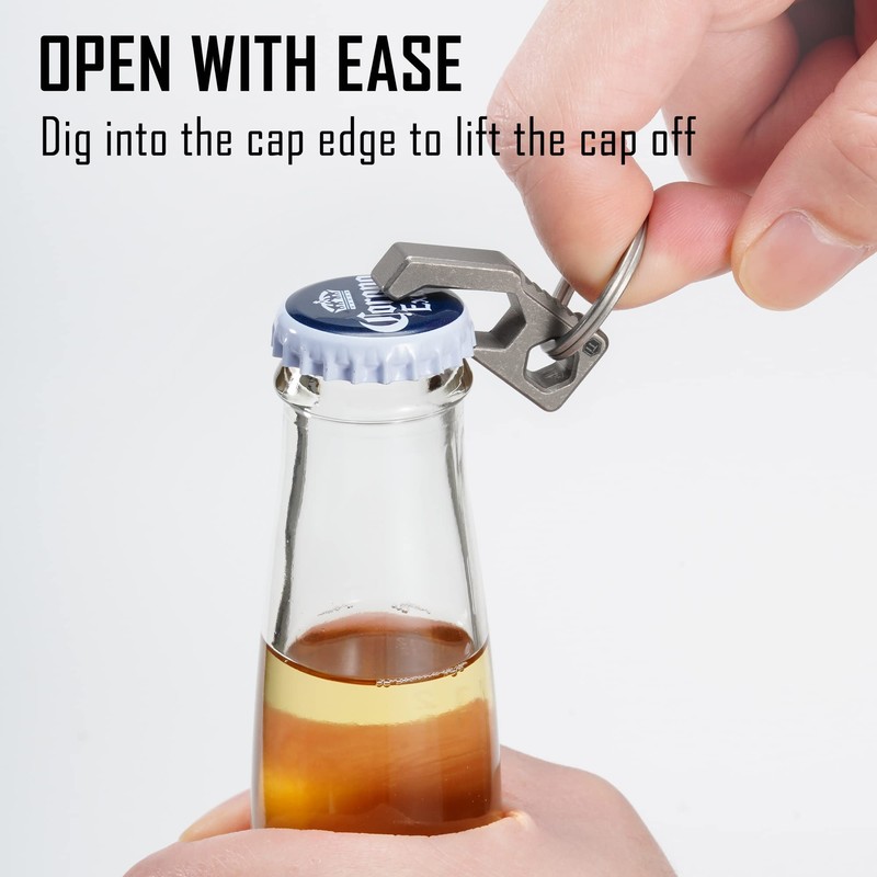 KeyUnity KA13 Titanium Bottle Opener Keychain, 2 in 1 EDC