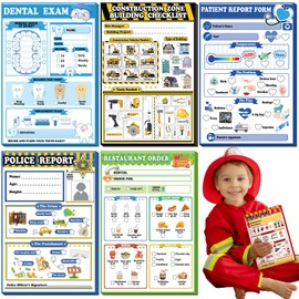 Eaasty 6 Pack Kids Pretend Play Notepads 4 x 6 Inch Playtime Pads for Kids 40 Pages Pretend Notebooks Imaginative Role for Toddlers (Boys)