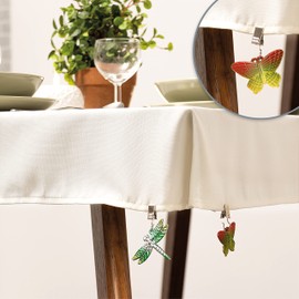 com-four® 8 x Tablecloth Weights in the Shape of Dragonflies and Butterflies - Tablecloth Clips - Each Approx. 35 g - Tablecloth Clips (Red + Green)