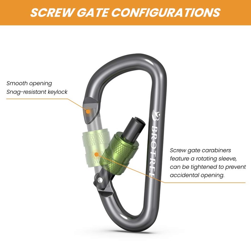 Brotree Small Carabiner Clips Mini Locking Carabiner - 6cm Aluminum