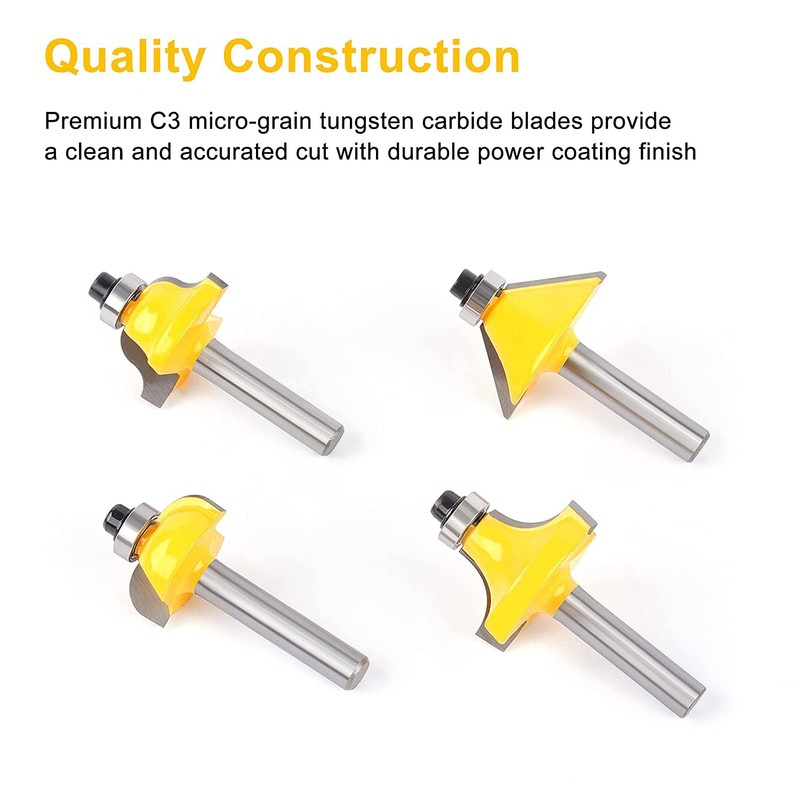 Flytuo 15 Pieces Router Bits Set 1/4 Inch Shank, Tungsten