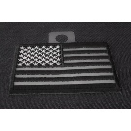 Ivamis Black White and Reflective US Flag Patch- 3x2 inch - P3270