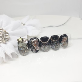 Handmade nail tips in the city night⭐ - Short Round Square / 도시의밤 수제네일팁⭐ - 숏라운드스퀘어