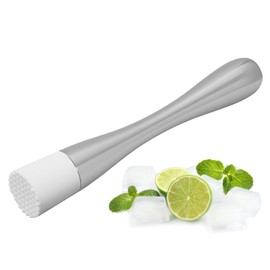 8.5″White Head Stainless Steel Muddler, Cocktail Mashers, Hammered Drink Mixers with Hammered Design, Suitable for Crushing Ice and Mixing Drinks 1PC