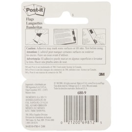 Post-it Printed Message Flags, "Sign Here", 1 Inch Yellow, One Dispenser of 50 Flags