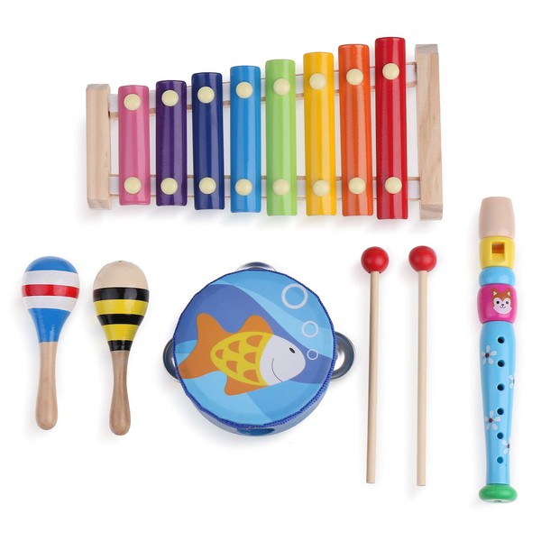 Boxiki kids Musical Instrument Set | Rhythm & Music Education Toys for Kids | Natural Toys with Carrying Case (6 PCS)