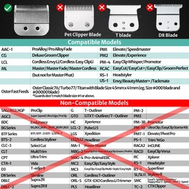 Extra Long Clipper Guards Set Compatible with Andis Master, Oster Fast Feed, Andis AAC-1, GC, LCL, ML, PM-1, PM-2,PM-4, RCAC,RS-1,US-1, Size: #10, 12, 14, 16 (Length: 1.25", 1.5", 1.75",2”)