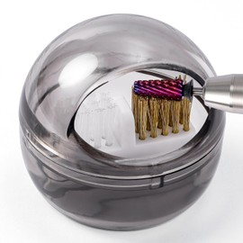 MelodySusie Estuche con Cepillo Limpiador Y Accesorios para Brocas de Manicura con Tapa Transparente para Limpiar Brocas de Manicura de Carburo de Tungsteno Y Cerámica. Incluye Cepillo Doble para Cutí