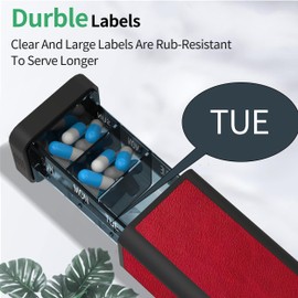 TOMSKYE Pull-Out Pill Case, Premium Leather Portable Pill Case, Dustproof, Splashproof, Antibacterial, Moisture Proof, Clear Inner Shell, Divided Case, Day of the Week Compact, Supplement Protective