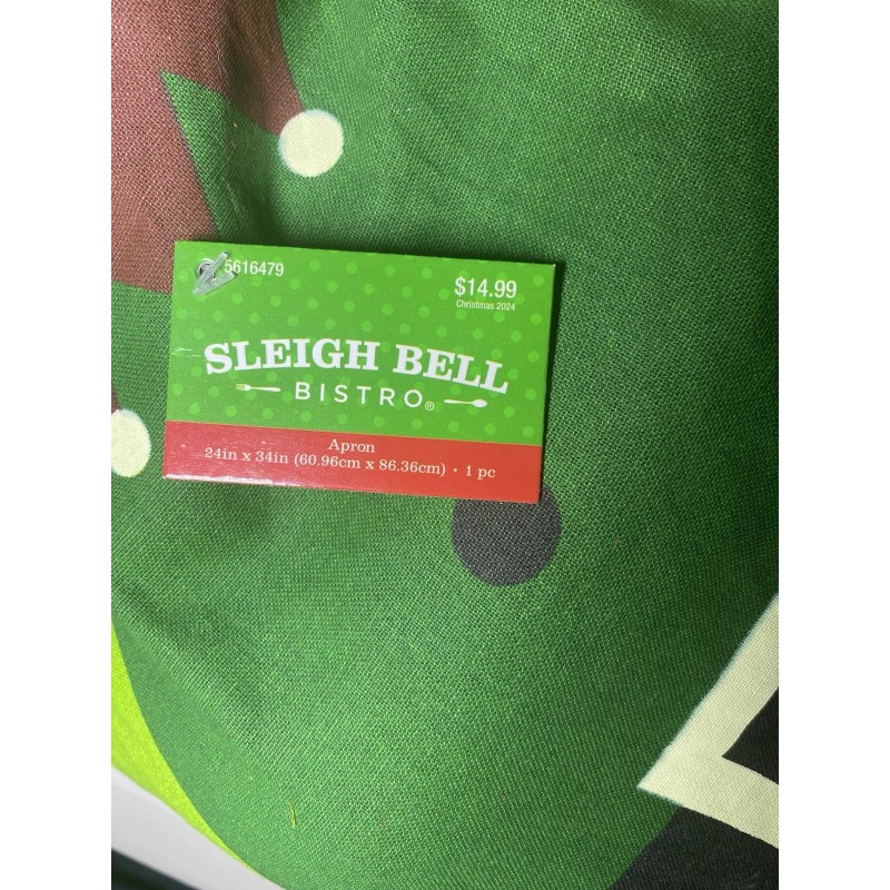 Sleigh Bell Bistro Green Elf Cotton Apron 24”x34” D ring