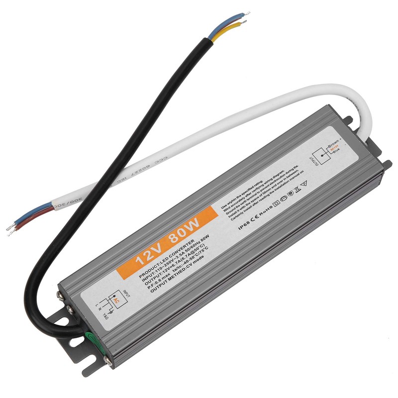 80W LED Driver Transformer, 12V/24V DC IP68 Waterproof Switching Power